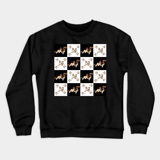 cat pattern in black and white Crewneck Sweatshirt by always.lazy